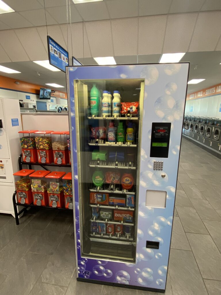 Vending machines with beverages and snacks